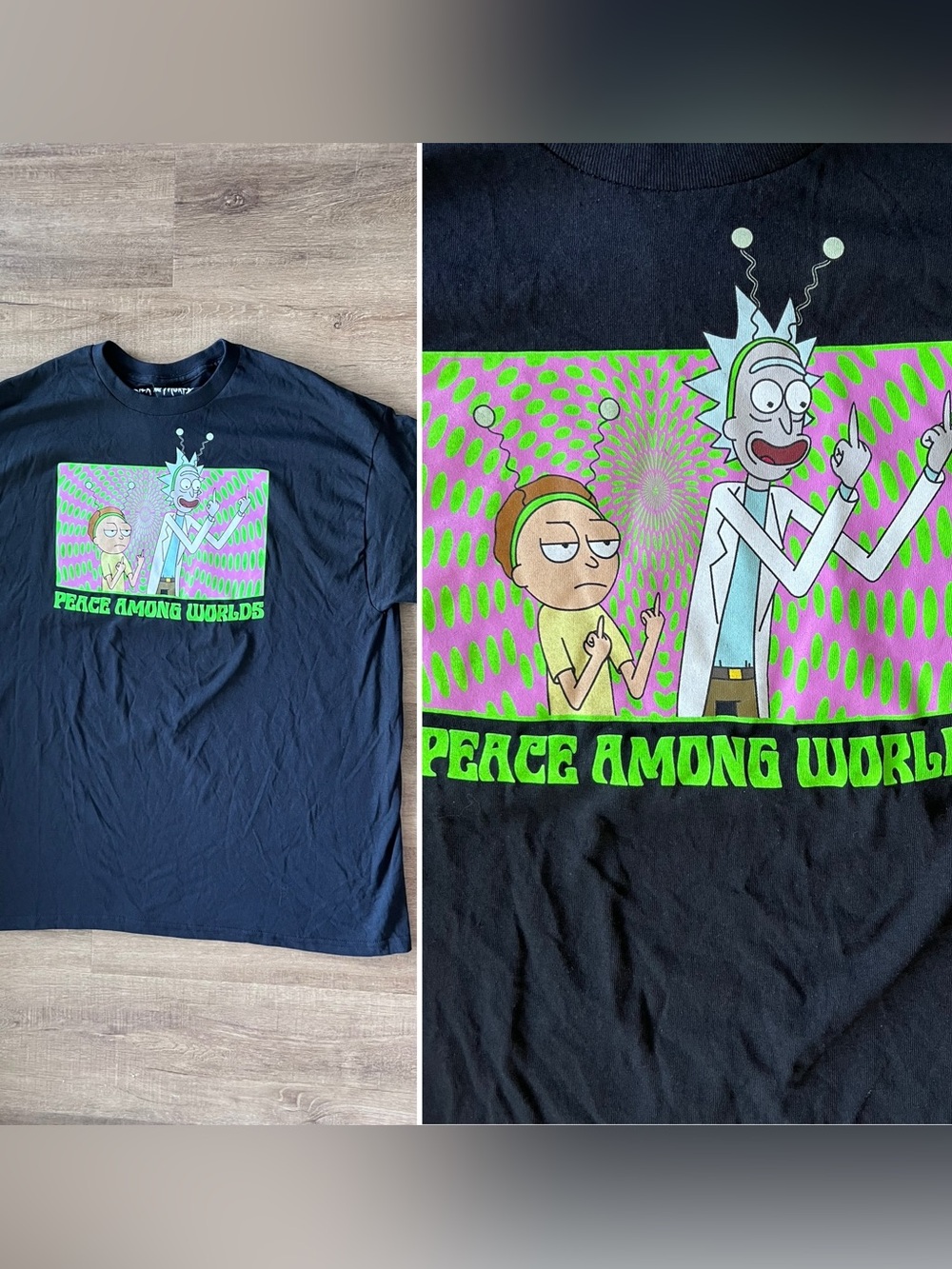 NWT Rick and Morty Peace Among Worlds Graphic Tee Men’s XL Adult Swim Cartoon